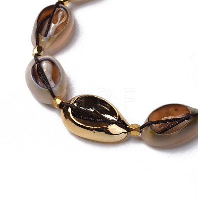 Cowrie Shell Braided Choker Necklaces NJEW-JN02387-01-1