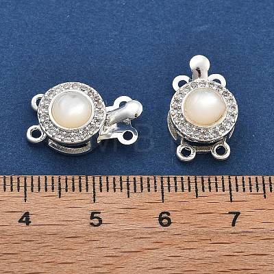 Brass Micro Pave Clear Cubic Zirconia Box Clasps KK-B125-04S-1