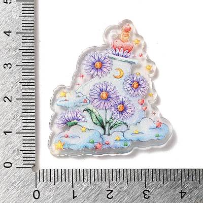 Acrylic Relief Double Side loose Powder Violet Flower Pendants OACR-R263-02A-1