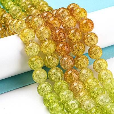 Spray Painted Crackle Glass Beads Strands DGLA-C002-10mm-11-1