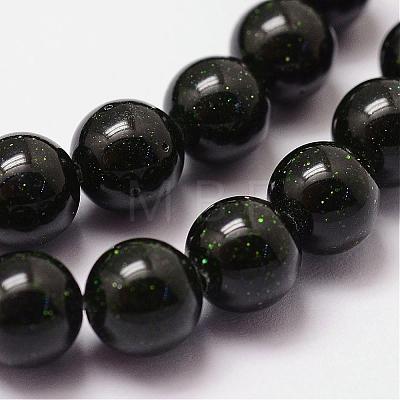 Synthetic Green Goldstone Beads Strands G-N0178-02-8mm-1
