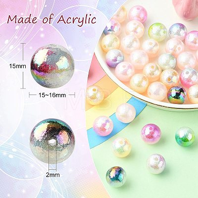 50Pcs UV Plating Opaque Rainbow Iridescent Acrylic Beads SACR-CJ0001-42-1