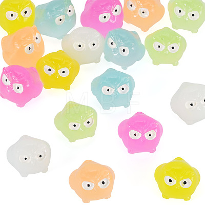 18Pcs 6 Colors Luminous Resin Owl Display Ornaments DJEW-TAD0001-02-1