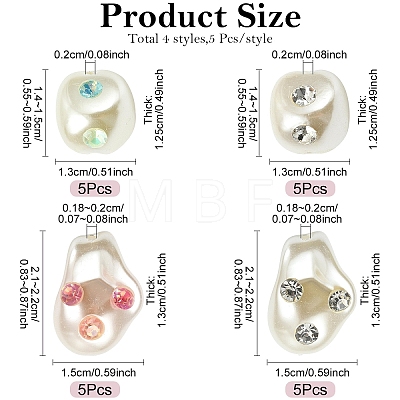 20Pcs 4 Styles Baroque Style ABS Plastic Imitation Pearl Beads SACR-YW0002-16-1