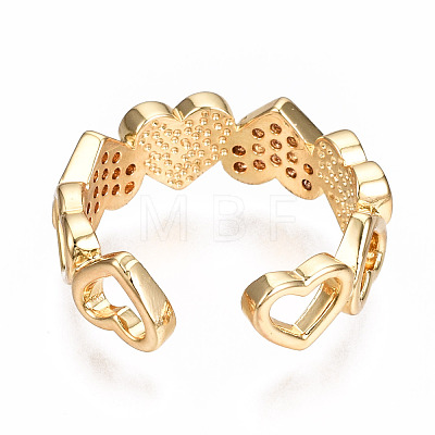 Brass Micro Pave Clear Cubic Zirconia Cuff Rings RJEW-N035-013-NF-1