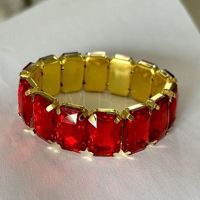 Brass Glass Beads Stretch Bracelets for Women FS-WG7A350-10-1