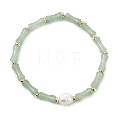 Bamboo Natural Green Aventurine Beaded Stretch Bracelets for Women BJEW-JB13702-1