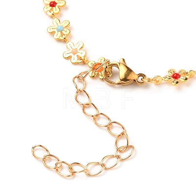 Brass Enamel Flower Link Chain Bracelets BJEW-JB05591-1