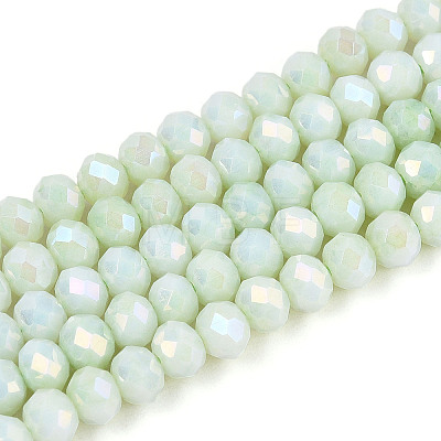 Anti-Tarnish Electroplate Rondelle Glass Beads Strands X-EGLA-T021-4mm-17-06-1