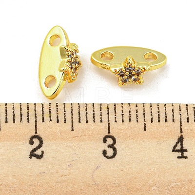 Rack Plating Brass Micro Pave Clear Cubic Zirconia Connector Charms KK-F864-04G-1