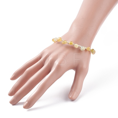 Natural Yellow Opal Braided Beaded Bracelet BJEW-JB07998-05-1