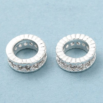 Rack Plating Brass Micro Pave Cubic Zirconia Beads KK-A186-03C-S-1