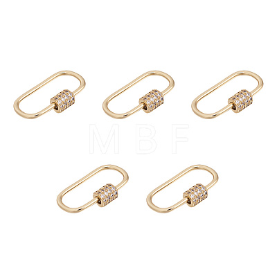 Brass Micro Pave Clear Cubic Zirconia Screw Carabiner Lock Charms ZIRC-E164-11G-1