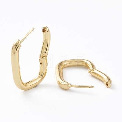 Brass Hoop Earrings EJEW-A056-34G-1