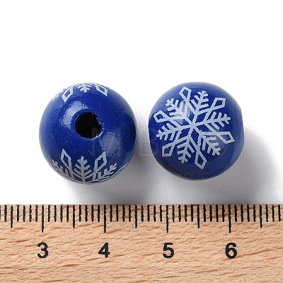 Printed Wood European Beads WOOD-Z002-08B-1