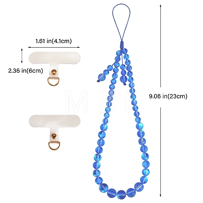 Round Synthetic Moonstone Beaded Mobile Straps HJEW-SW00042-03-1