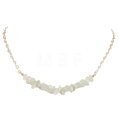 Natural New Jade Chip Bib Necklaces NJEW-JN04950-01-1