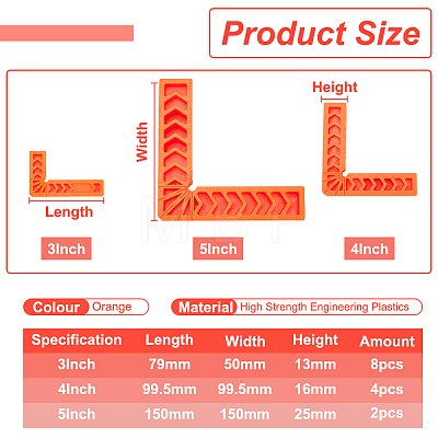 14Pcs 3 Styles Plastic Precision Machinist Square TOOL-BC0002-19-1