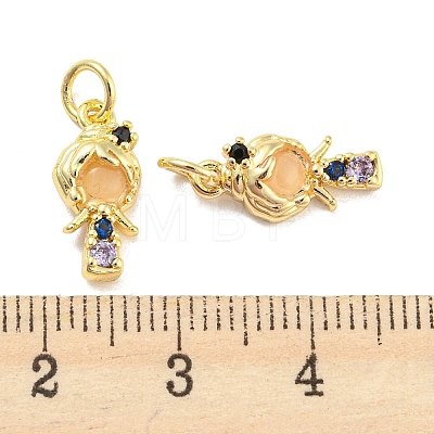 Rack Plating Brass Cubic Zirconia Charms for Women KK-Q798-01J-G-1