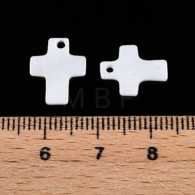 Natural Freshwater Shell Cross Charms SHEL-T020-07-1