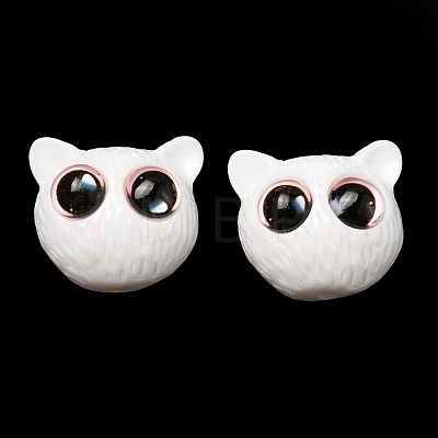 Opaque Resin Cat Shaped Beads with Glass Eye RESI-D050-17A-1