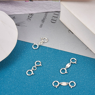  4Pcs 2 Style 925 Sterling Silver Spring Ring Clasps Sets STER-TA0001-05-1