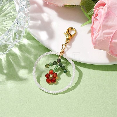Ring Handmade Glass Seed Beads Pendant Decorations HJEW-MZ00067-02-1