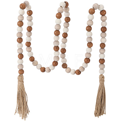 Wooden Round Beads Hanging Decorations AJEW-SP0006-07-1