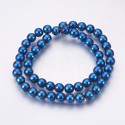 Electroplate Non-Magnetic Synthetic Hematite Beads Strands G-F585-C07-8mm-1