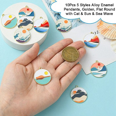 10Pcs 5 Styles Alloy Enamel Pendants ENAM-YW0003-94-1