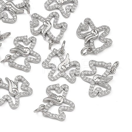 SHEGRACE Brass Micro Pave Clear Cubic Zirconia Charms XGRQ4S052-749P-1