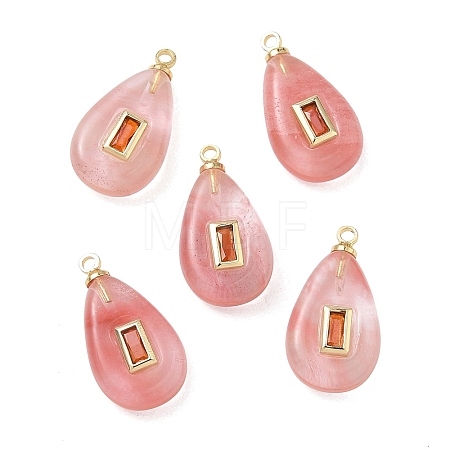 Cherry Quartz Glass Pendants KK-D289-28C-G-1