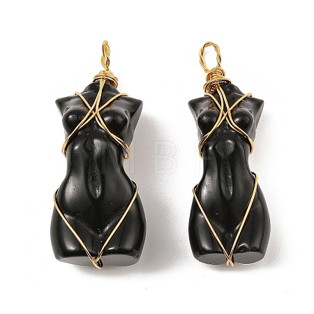 Natural Obsidian Pendants G-K338-30G-07-1