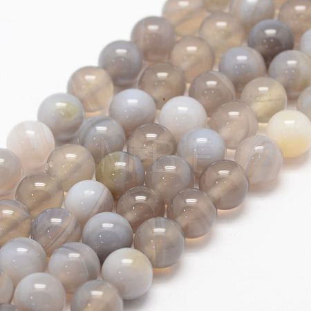 Natural Striped Agate/Banded Agate Bead Strands G-K155-D-8mm-02-1