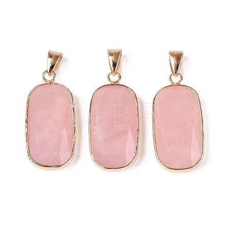 Natural Rose Quartz Pendants G-N349-03F-G-1