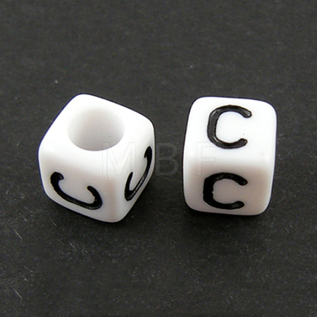 Letter Acrylic European Large Hole Beads X-OPDL-R050-10mm-C-1