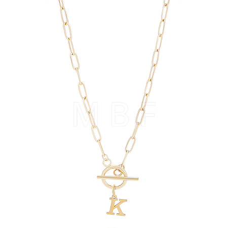 304 Stainless Steel Letter Pendant Necklaces NJEW-LP0001-52K-G-1