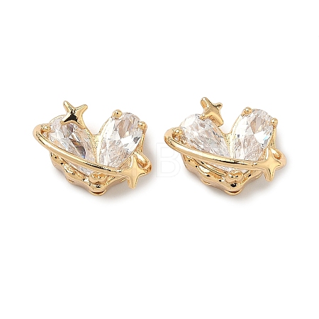 Brass Pave Cubic Zirconia Beads KK-A286-19G-01-1