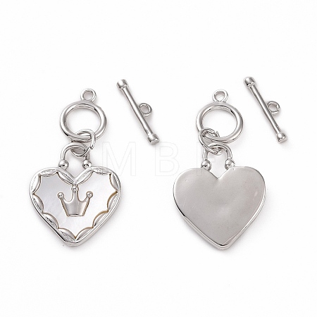 Brass with Shell Toggle Clasps KK-E068-VC164-1