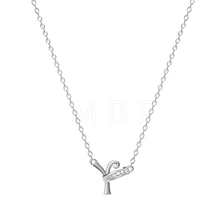 304 Stainless Steel Crystal Rhinestone Initial Pendant Necklaces FS-WGCEFCC-25-1