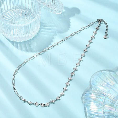 Saint Patrick's Day 304 Stainless Steel Clover Link Chain and Paperclip Chain Necklaces for Women NJEW-JN06170-1