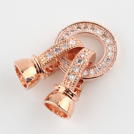 Brass Micro Pave Cubic Zirconia Fold Over Clasps ZIRC-P003-27RG-1