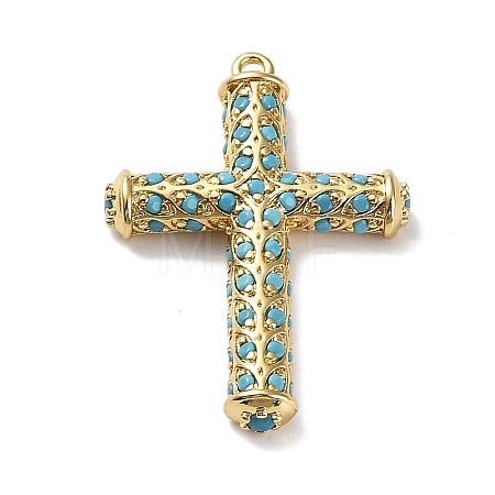 Rack Plating Brass Micro Pave Cubic Zirconia Pendants KK-Q786-04G-1