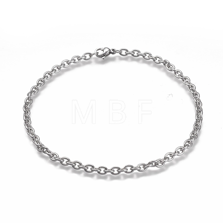 Tarnish Resistant 304 Stainless Steel Cable Chain Anklets AJEW-H100-01P-1