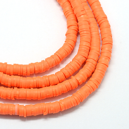 Flat Round Handmade Polymer Clay Bead Spacers CLAY-R067-3.0mm-12-1