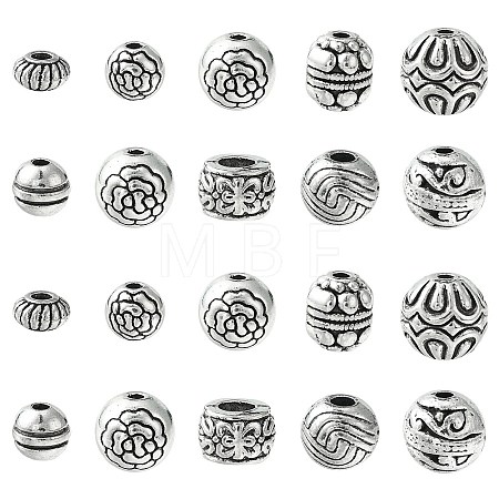 50Pcs 10 Styles Tibetan Style Alloy Spacer Beads FIND-CJ0001-57-1