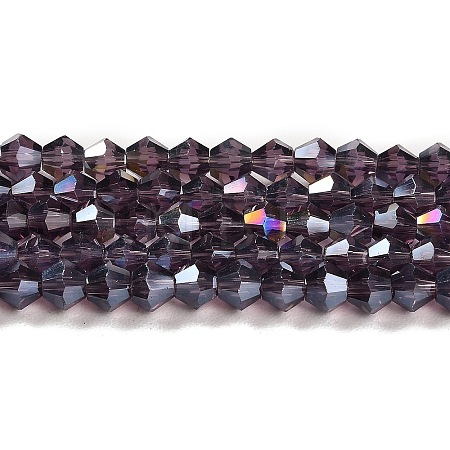 Transparent Electroplate Glass Beads Strands GLAA-F029-3mm-A04-1