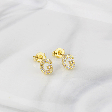 Brass Clear Cubic Zirconia Stud Earrings WGC2A80-07-1