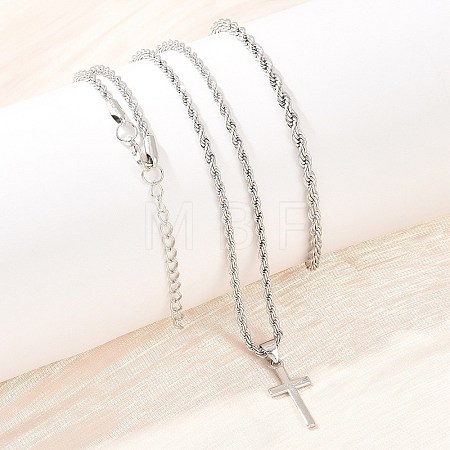 Alloy Cross Pendant Necklaces & Chain Bracelets Sets for Women SJEW-A002-01P-1