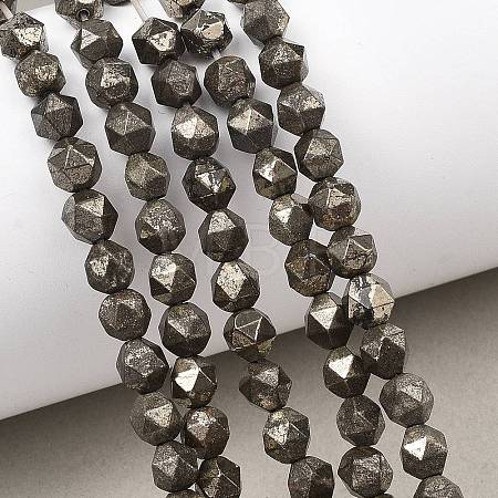 Natural Gold Pyrite/Golden Pyrite Beads Strands G-G458-I01-6mm-1